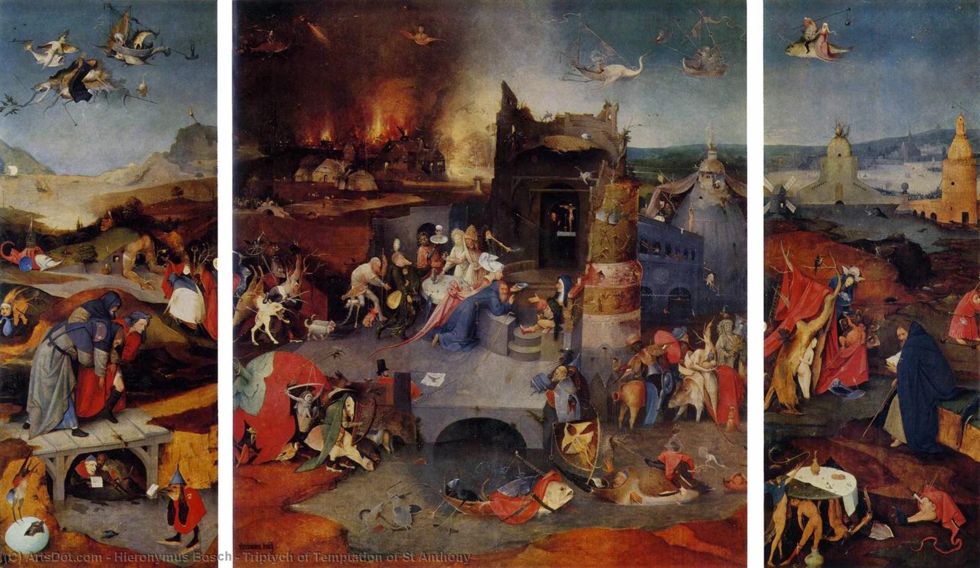Wikioo.org – L'Encyclopédie des Beaux Arts - Peinture, Oeuvre de Hieronymus Bosch - triptyque de la tentation de saint antoine
