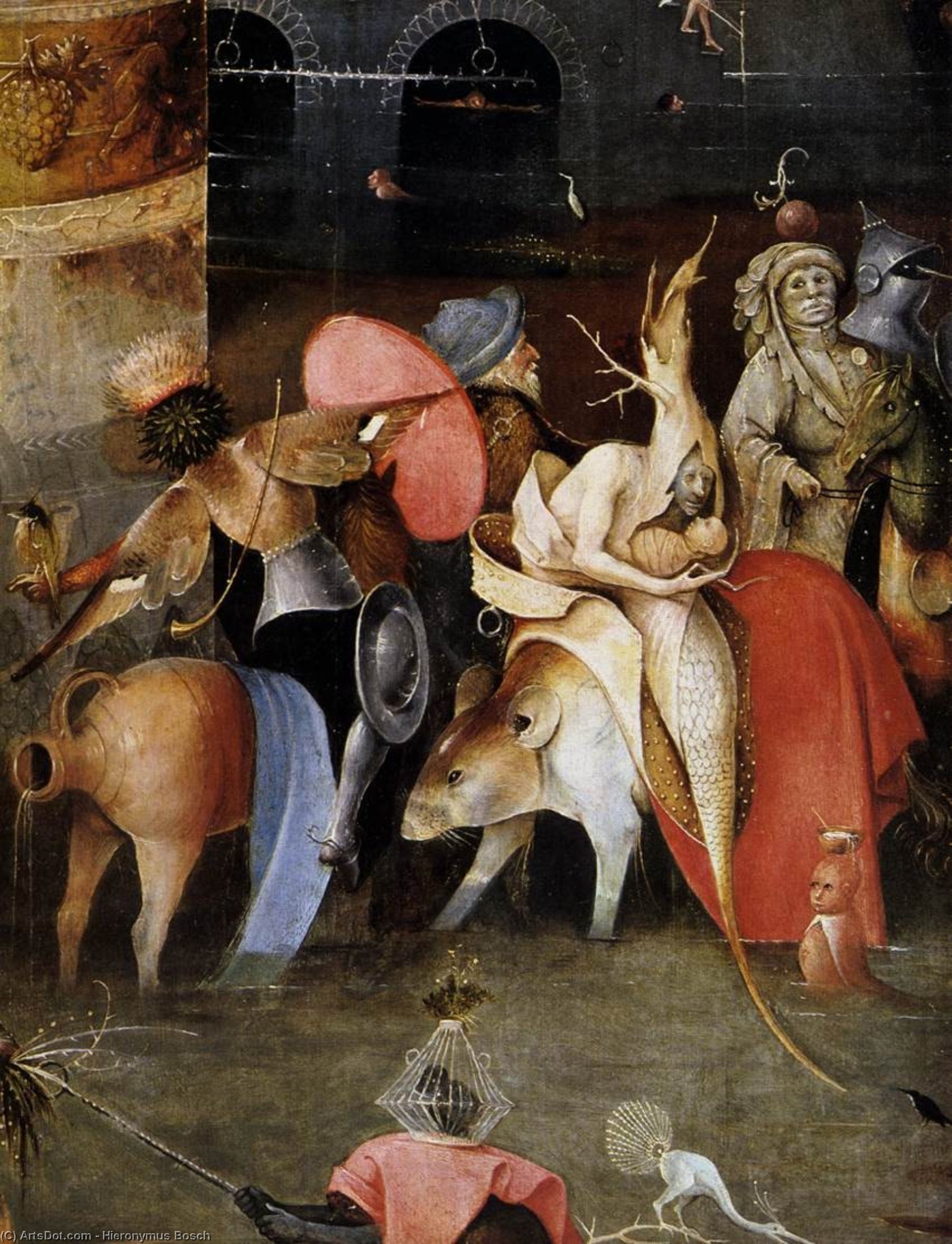 Wikioo.org – L'Enciclopedia delle Belle Arti - Pittura, Opere di Hieronymus Bosch - Trittico delle Tentazioni di Sant Antonio particolare  31