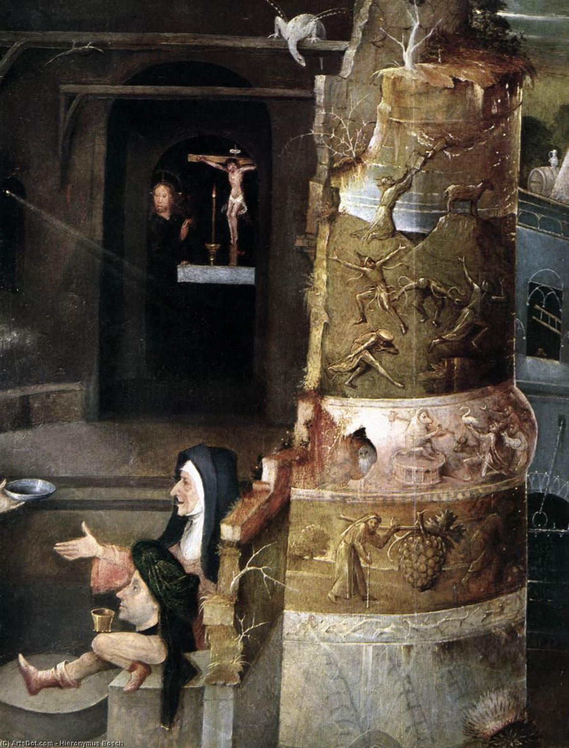 Wikioo.org – L'Enciclopedia delle Belle Arti - Pittura, Opere di Hieronymus Bosch - Trittico delle Tentazioni di Sant Antonio particolare  33
