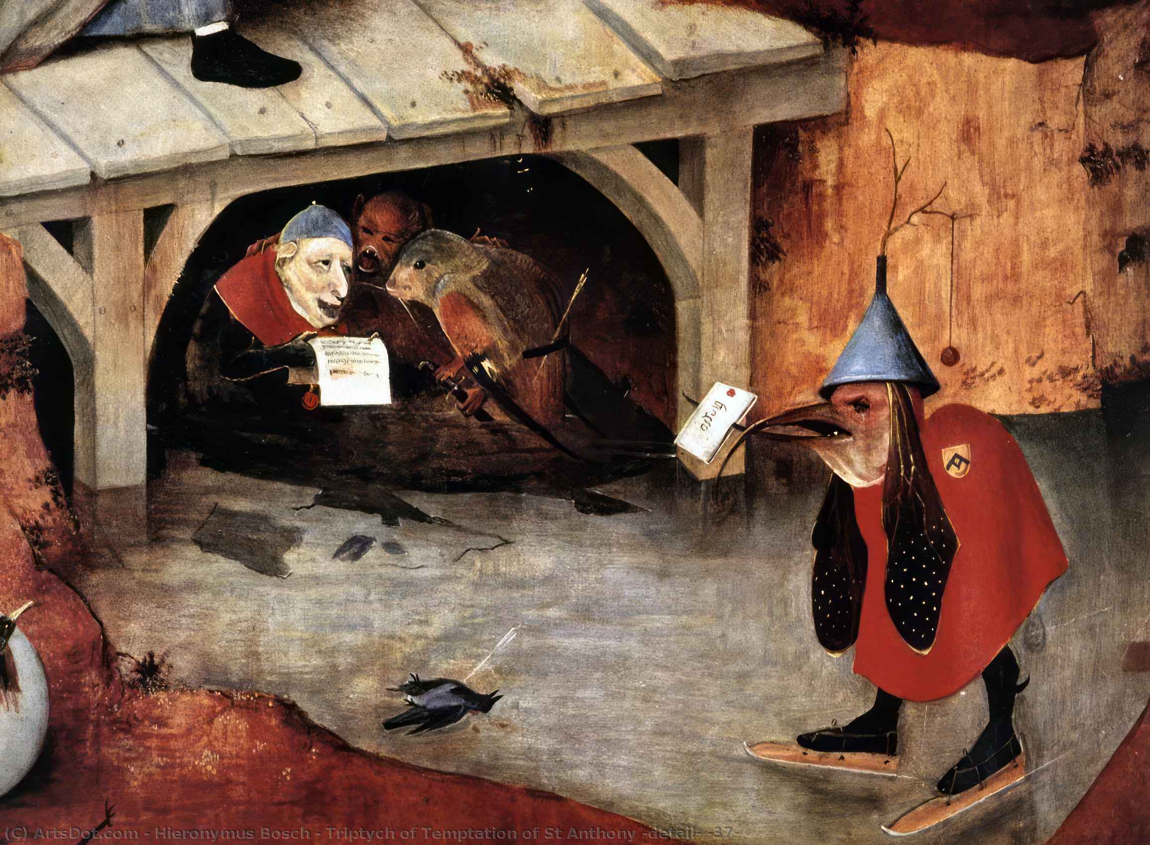 Wikioo.org – La Enciclopedia de las Bellas Artes - Pintura, Obras de arte de Hieronymus Bosch - Tríptico de las Tentaciones de San Antonio Detalle  37