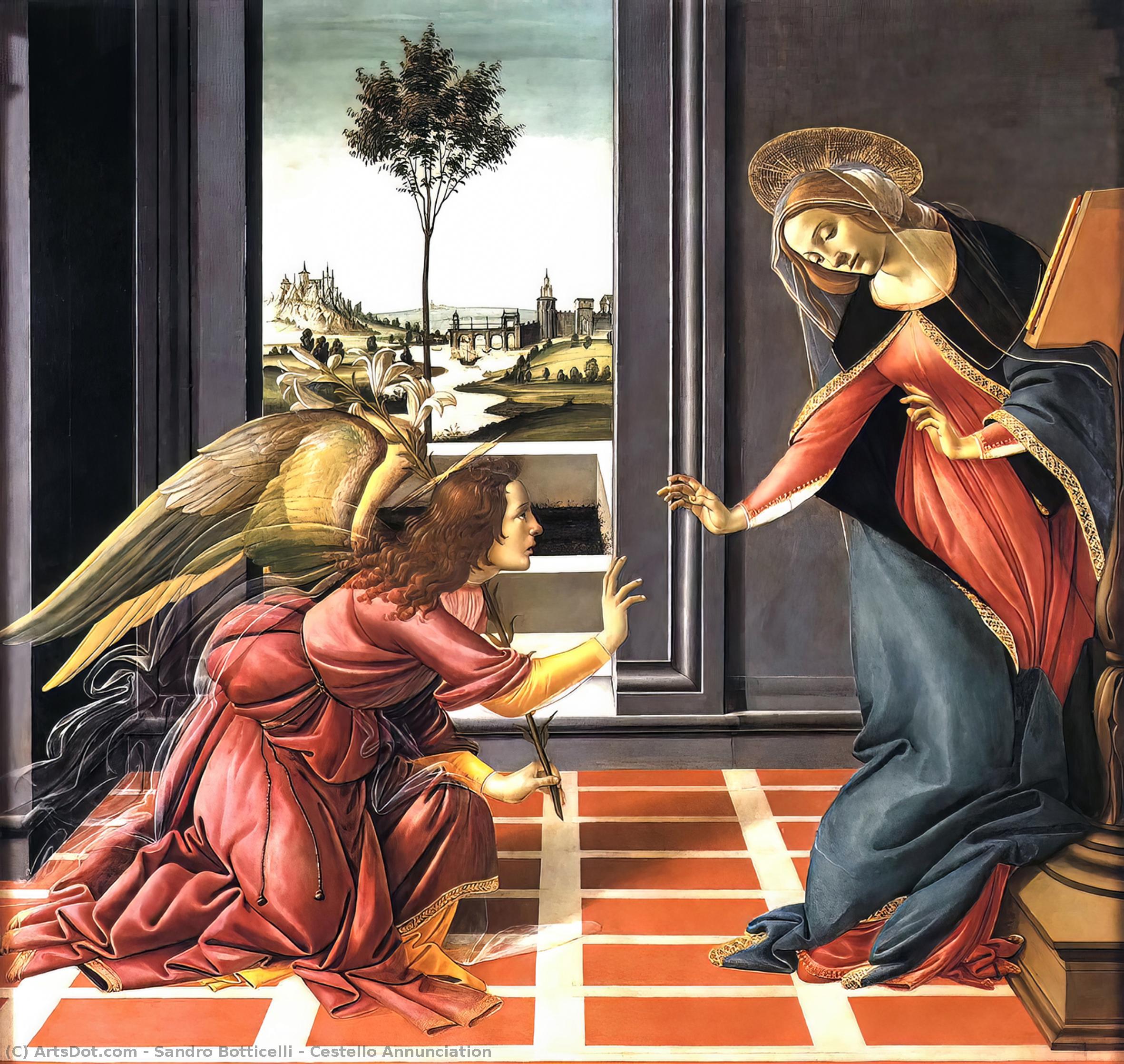 Wikoo.org - موسوعة الفنون الجميلة - اللوحة، العمل الفني Sandro Botticelli - Cestello Annunciation