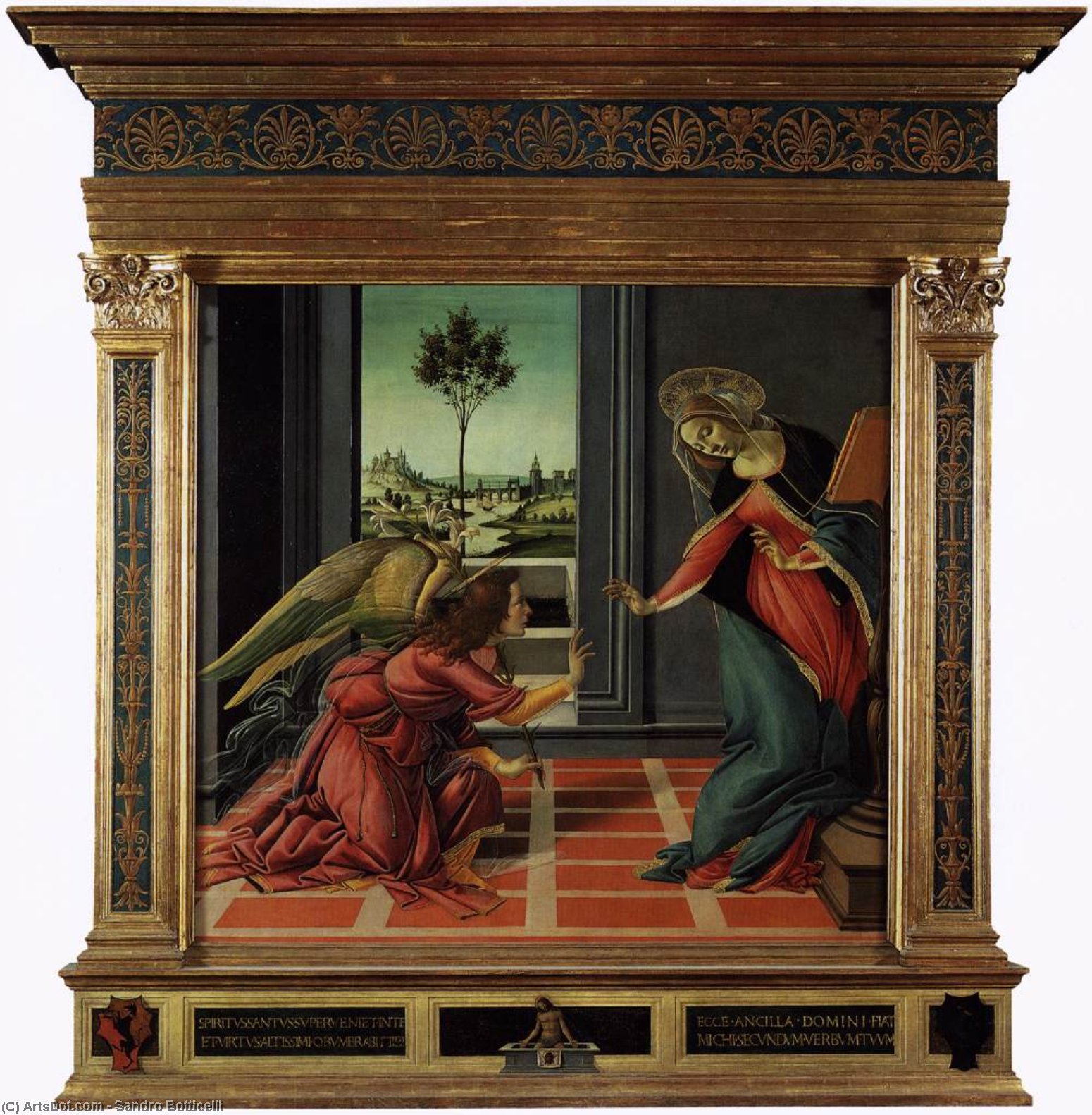 Wikioo.org - Bách khoa toàn thư về mỹ thuật - Vẽ tranh, Tác phẩm nghệ thuật Sandro Botticelli - Cestello Annunciation (in frame)