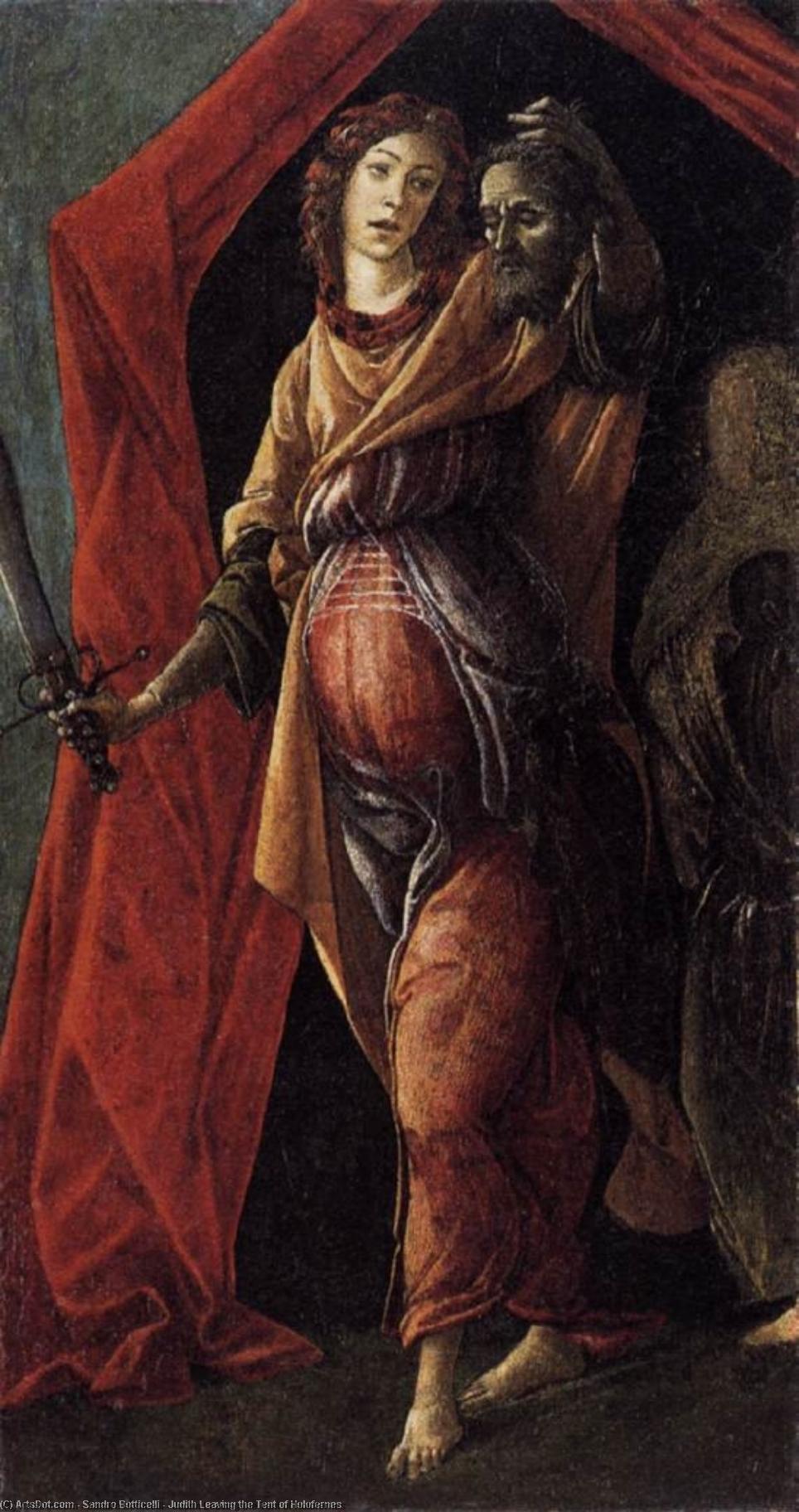Wikioo.org – La Enciclopedia de las Bellas Artes - Pintura, Obras de arte de Sandro Botticelli - Judith Dejando la Tienda de Holofernes
