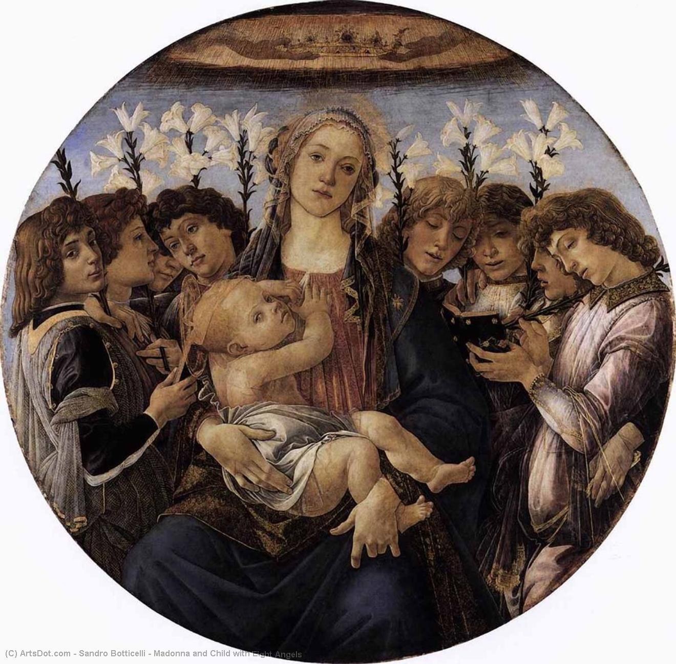 Wikioo.org – L'Enciclopedia delle Belle Arti - Pittura, Opere di Sandro Botticelli - Madonna col Bambino con  otto  angeli