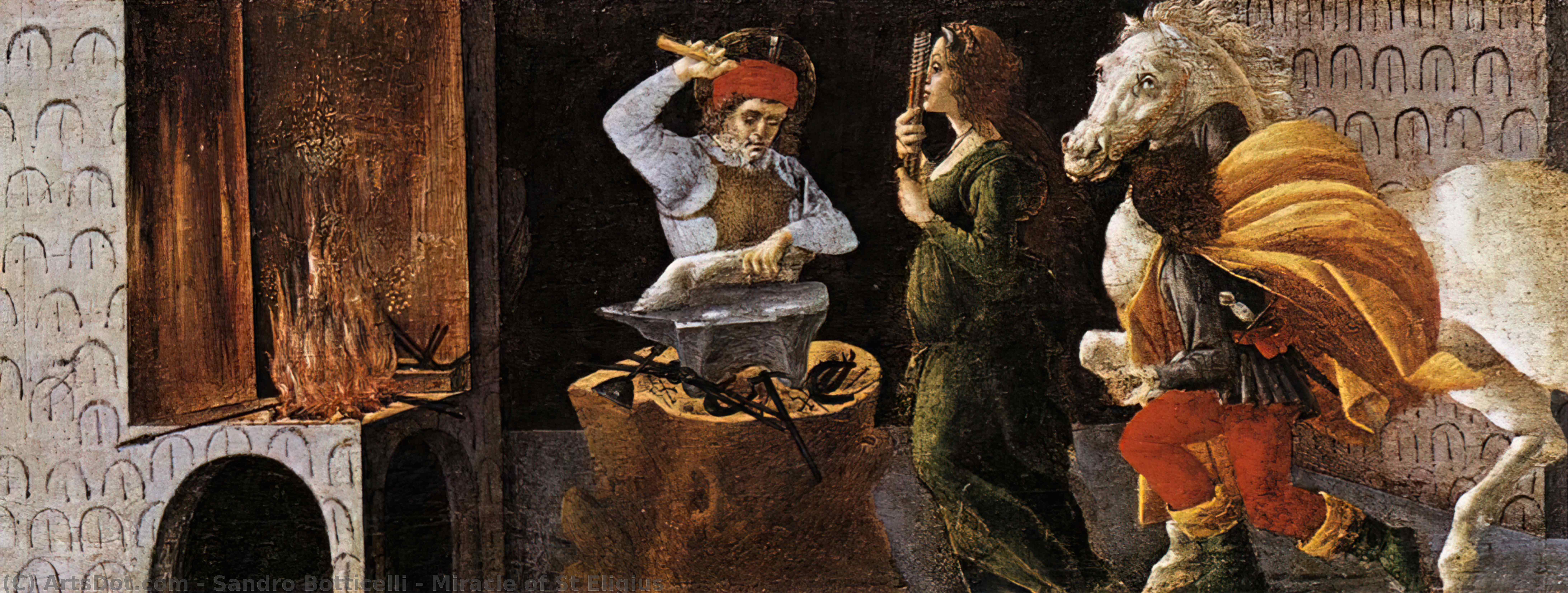 Wikioo.org – L'Enciclopedia delle Belle Arti - Pittura, Opere di Sandro Botticelli - Miracolo di Sant Eligio