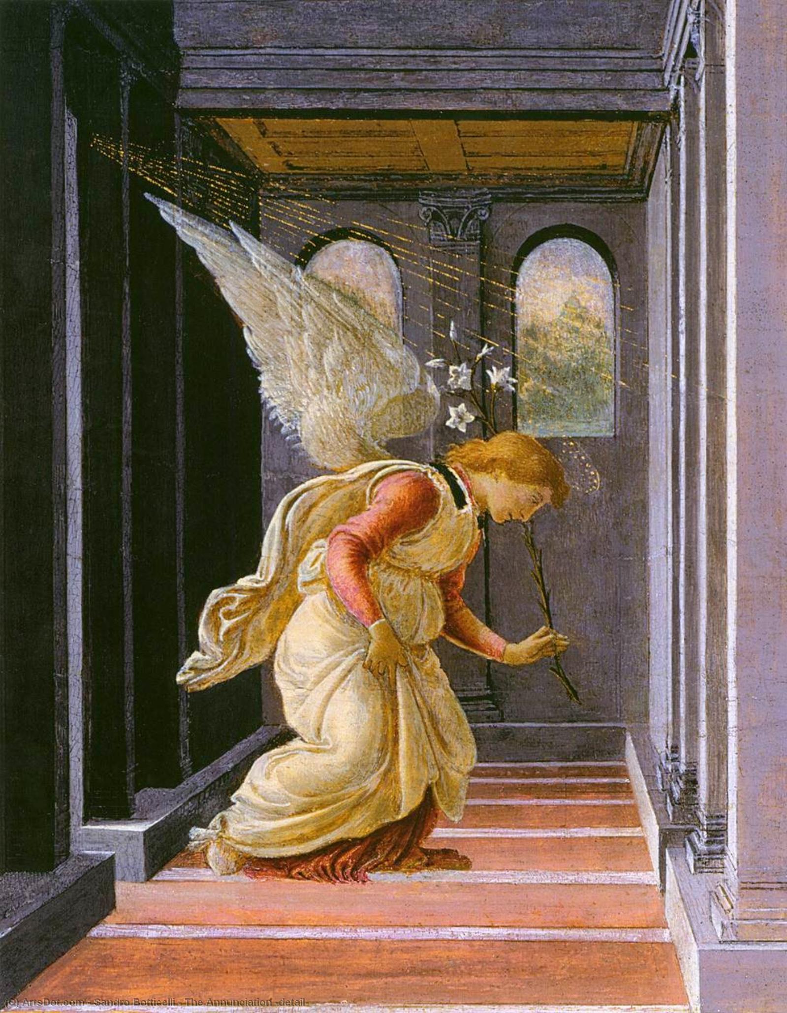 Wikoo.org - موسوعة الفنون الجميلة - اللوحة، العمل الفني Sandro Botticelli - The Annunciation (detail)