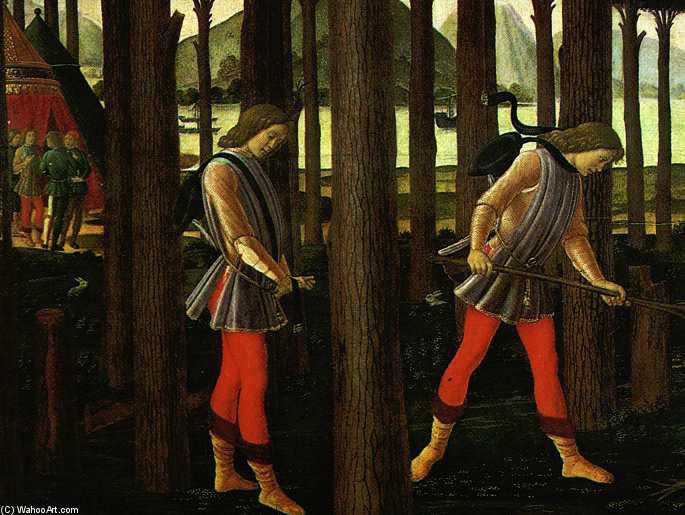 WikiOO.org - אנציקלופדיה לאמנויות יפות - ציור, יצירות אמנות Sandro Botticelli - The Story of Nastagio degli Onesti (detail of the first episode)