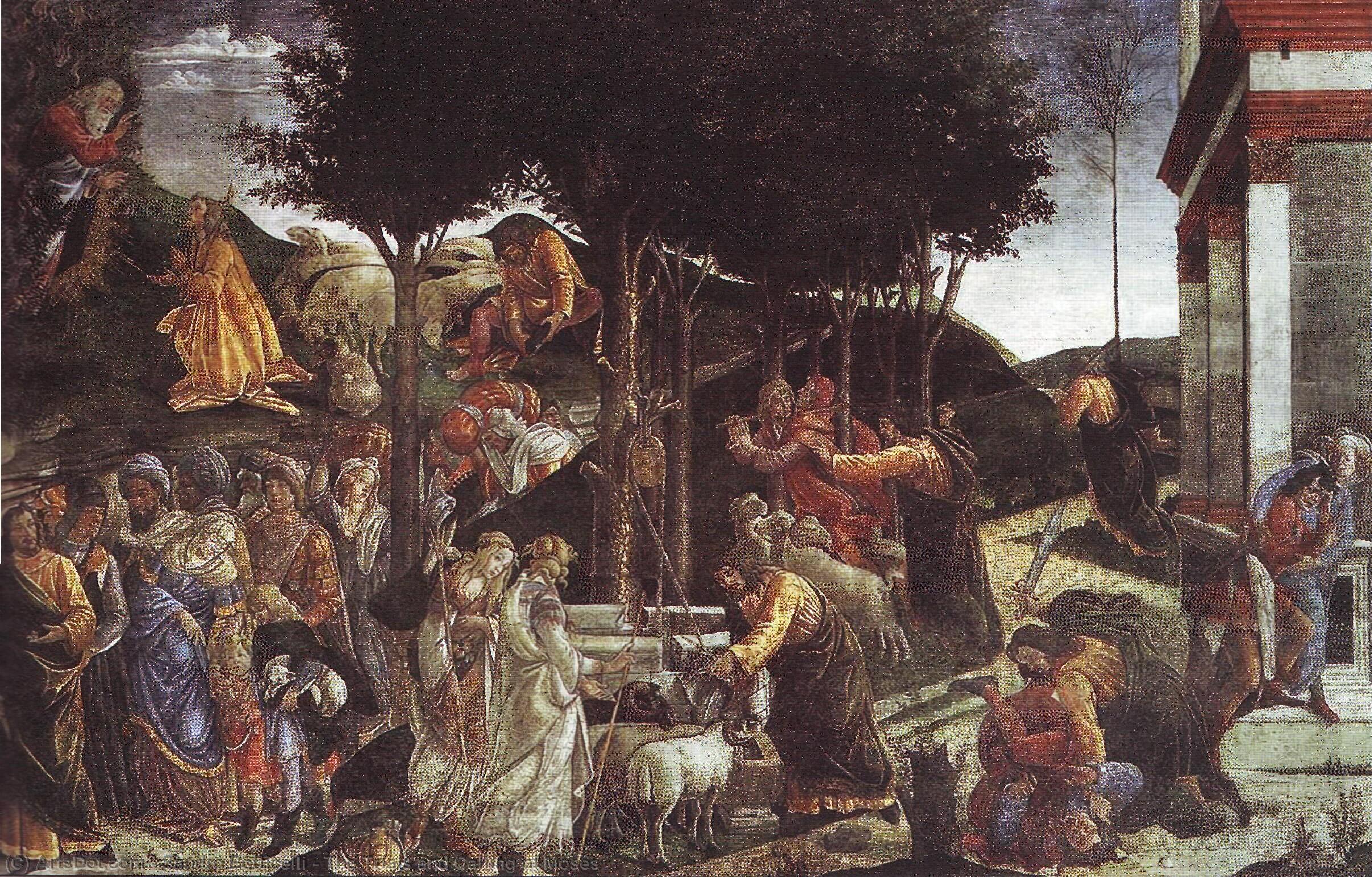 Wikioo.org - สารานุกรมวิจิตรศิลป์ - จิตรกรรม Sandro Botticelli - The Trials and Calling of Moses