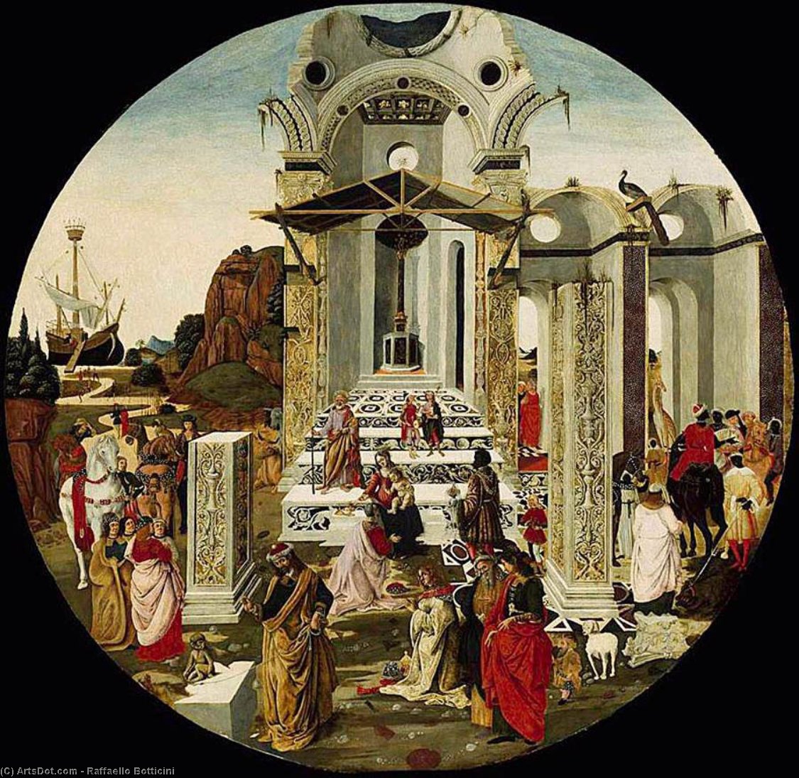 Wikioo.org - Encyklopedia Sztuk Pięknych - Malarstwo, Grafika Raffaello Botticini - The Adoration of the Magi