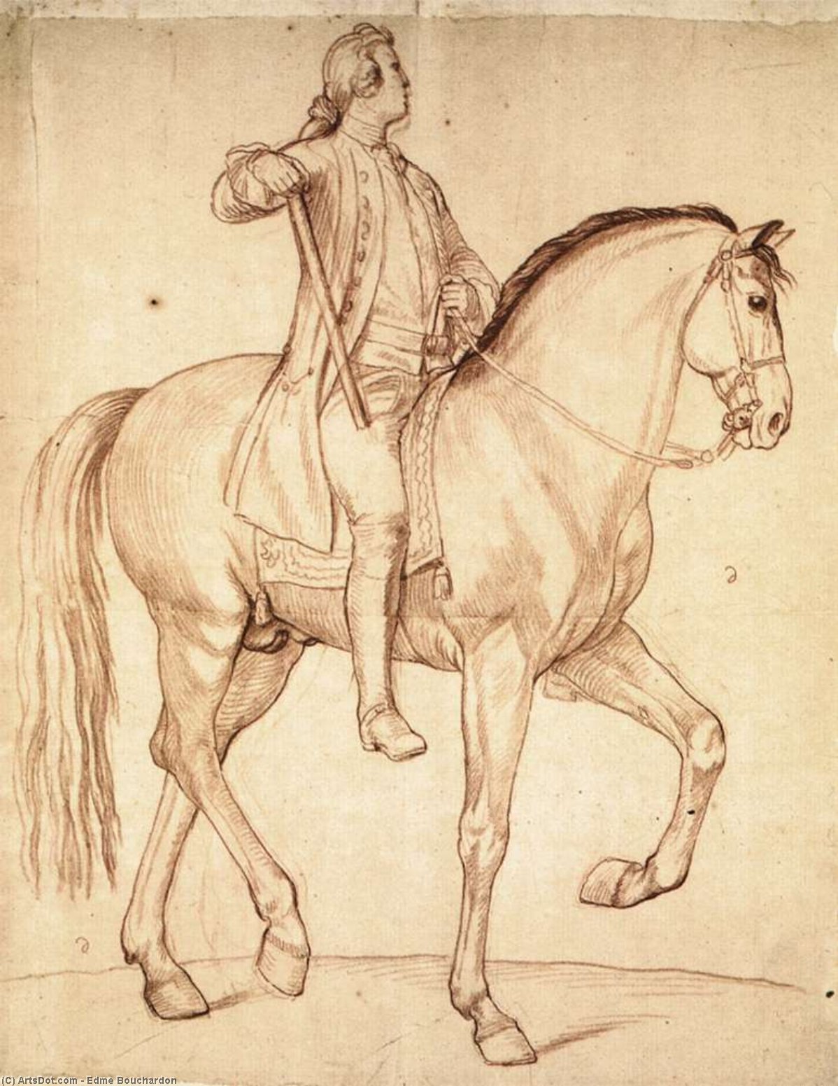 WikiOO.org - אנציקלופדיה לאמנויות יפות - ציור, יצירות אמנות Edme Bouchardon - Study for the Equestrian Statue of Louis XV