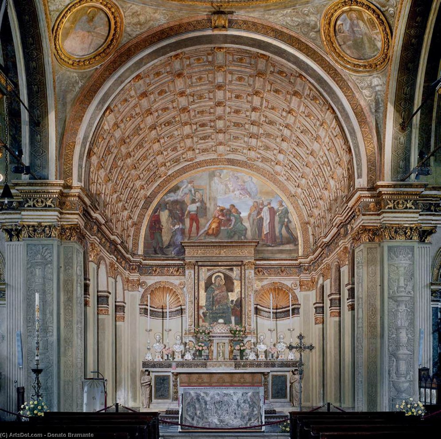 Wikioo.org - The Encyclopedia of Fine Arts - Painting, Artwork by Donato Bramante - Interior view toward choir