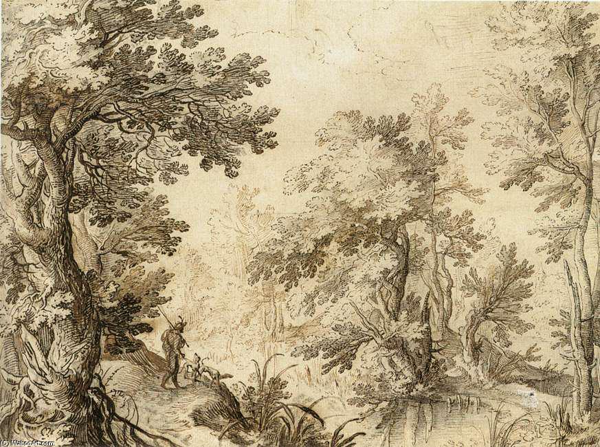 WikiOO.org – 美術百科全書 - 繪畫，作品 Paul Bril - 一片森林 池