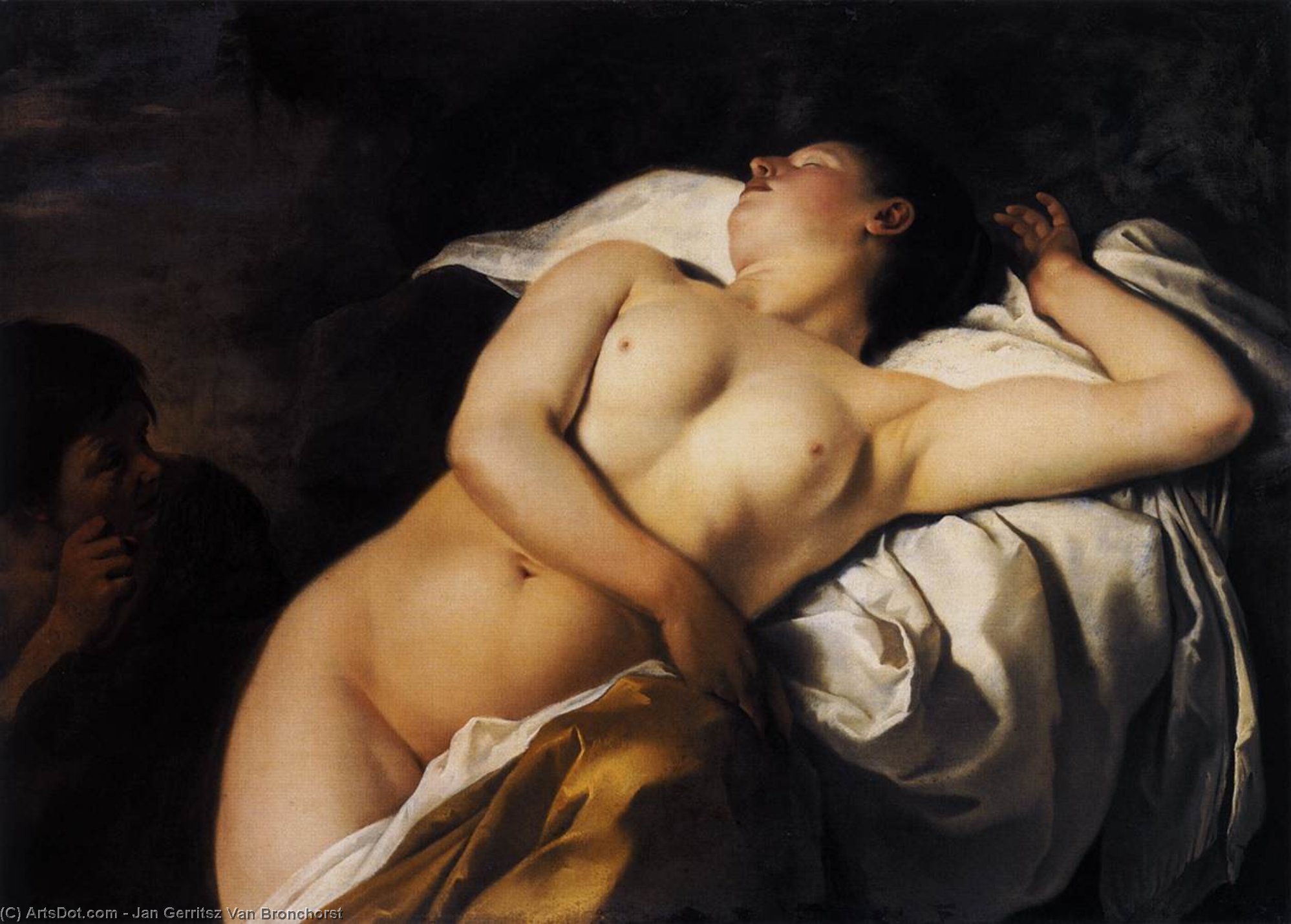 Wikioo.org - The Encyclopedia of Fine Arts - Painting, Artwork by Jan Gerritsz Van Bronchorst - Sleeping Nymph and Shepherd