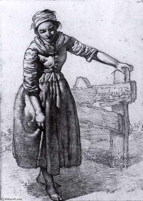 WikiOO.org - Güzel Sanatlar Ansiklopedisi - Resim, Resimler Albertus Brondgeest - Girl Standing by a Fence