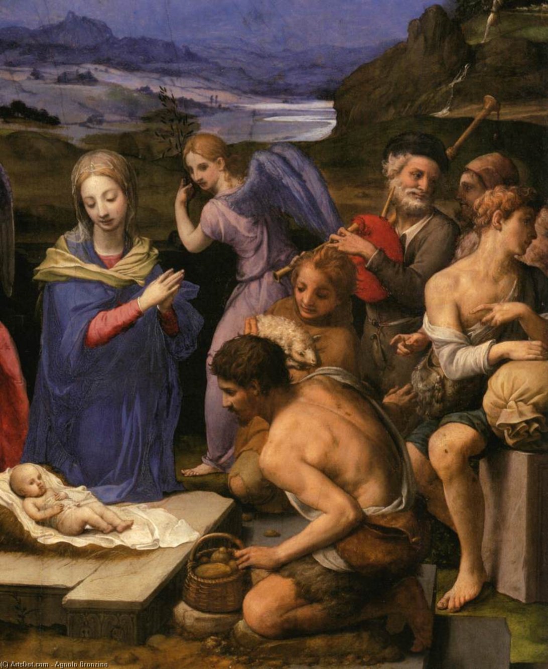 Wikioo.org - Bách khoa toàn thư về mỹ thuật - Vẽ tranh, Tác phẩm nghệ thuật Agnolo Bronzino - Adoration of the Shepherds (detail) (11)
