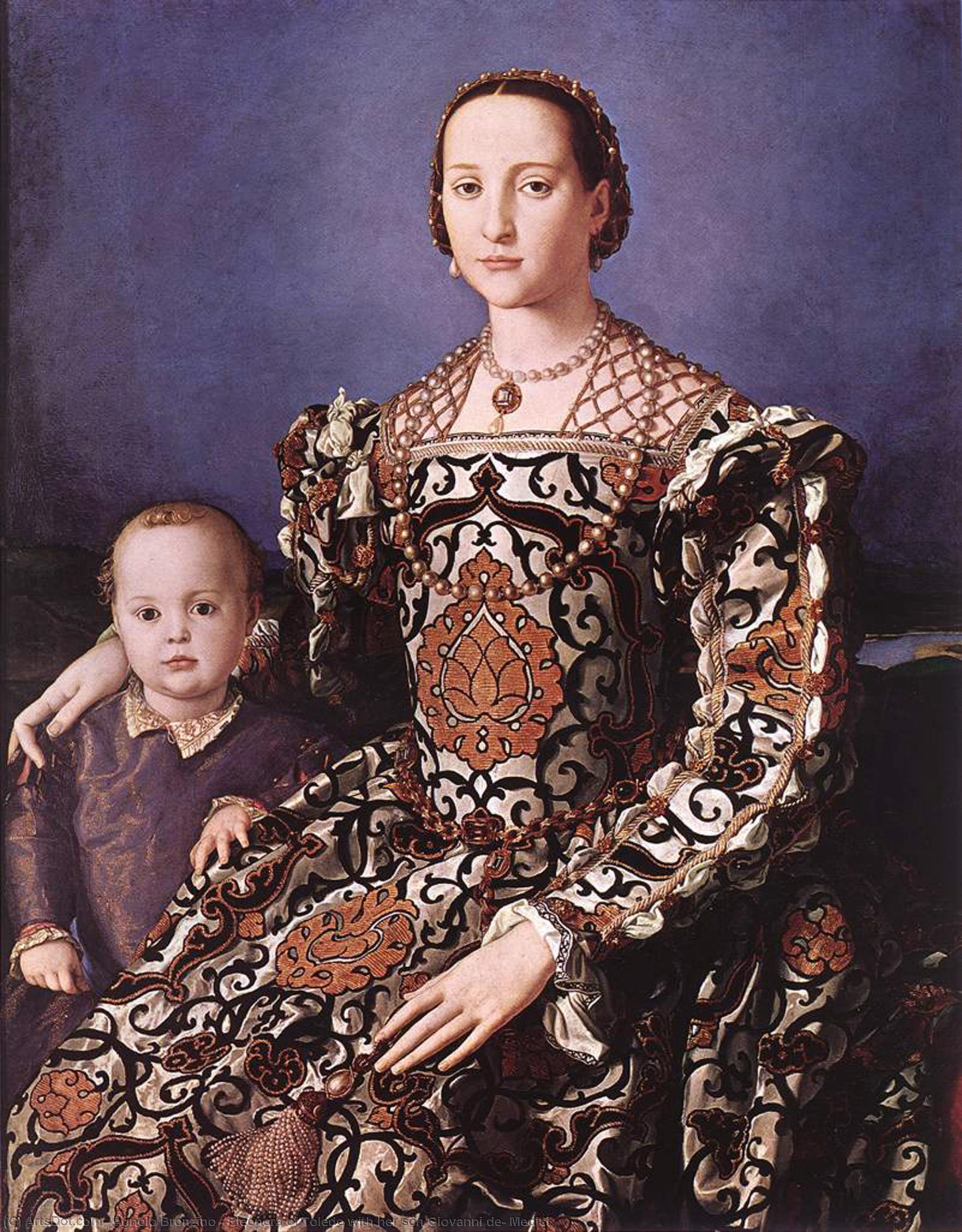 Wikioo.org - The Encyclopedia of Fine Arts - Painting, Artwork by Agnolo Bronzino - Eleonora of Toledo with her son Giovanni de' Medici