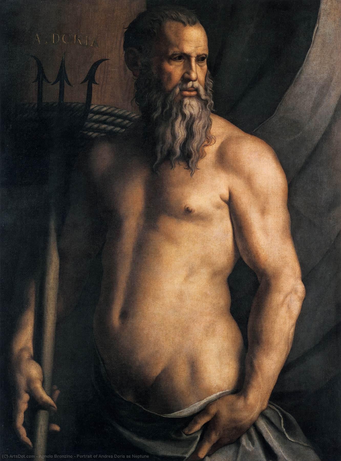 WikiOO.org - Enciklopedija dailės - Tapyba, meno kuriniai Agnolo Bronzino - Portrait of Andrea Doria as Neptune