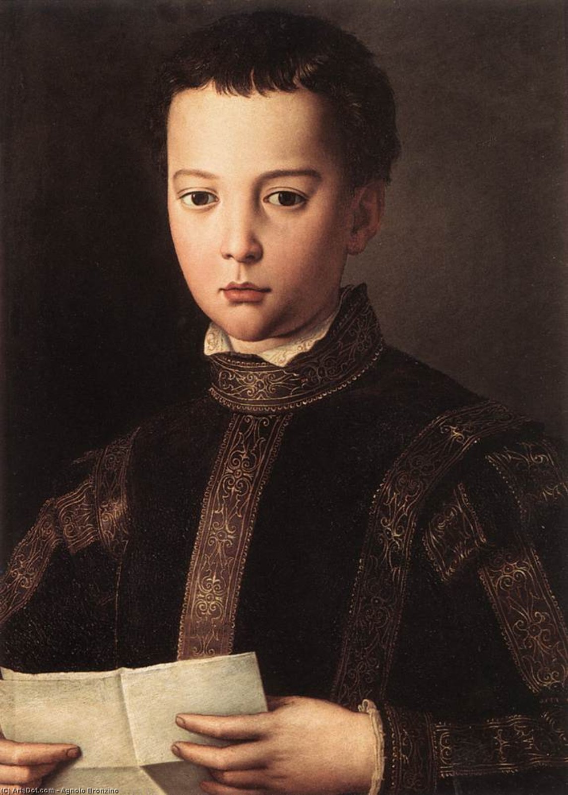 Wikioo.org - The Encyclopedia of Fine Arts - Painting, Artwork by Agnolo Bronzino - Portrait of Francesco de Medici