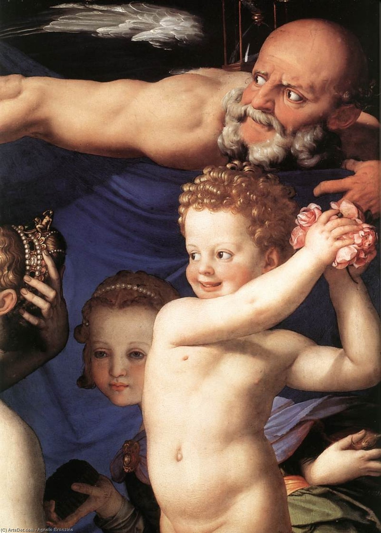 Wikioo.org – L'Enciclopedia delle Belle Arti - Pittura, Opere di Agnolo Bronzino - Venere Cupido  e le  Tempo  particolare