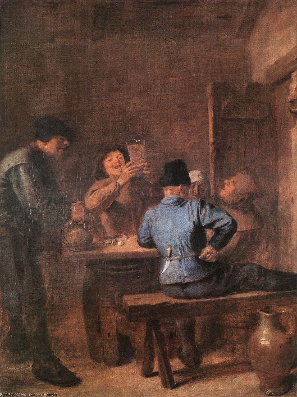 WikiOO.org - Encyclopedia of Fine Arts - Maleri, Artwork Adriaen Brouwer - In the Tavern