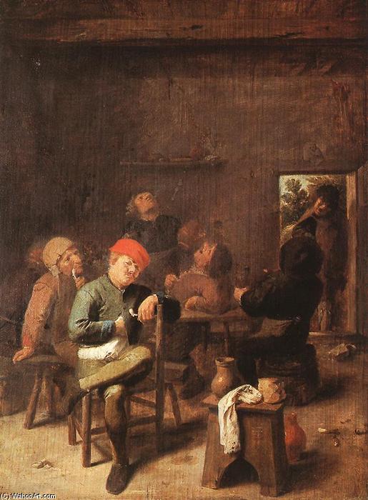 WikiOO.org - 百科事典 - 絵画、アートワーク Adriaen Brouwer - 農民 喫煙 そして 飲む