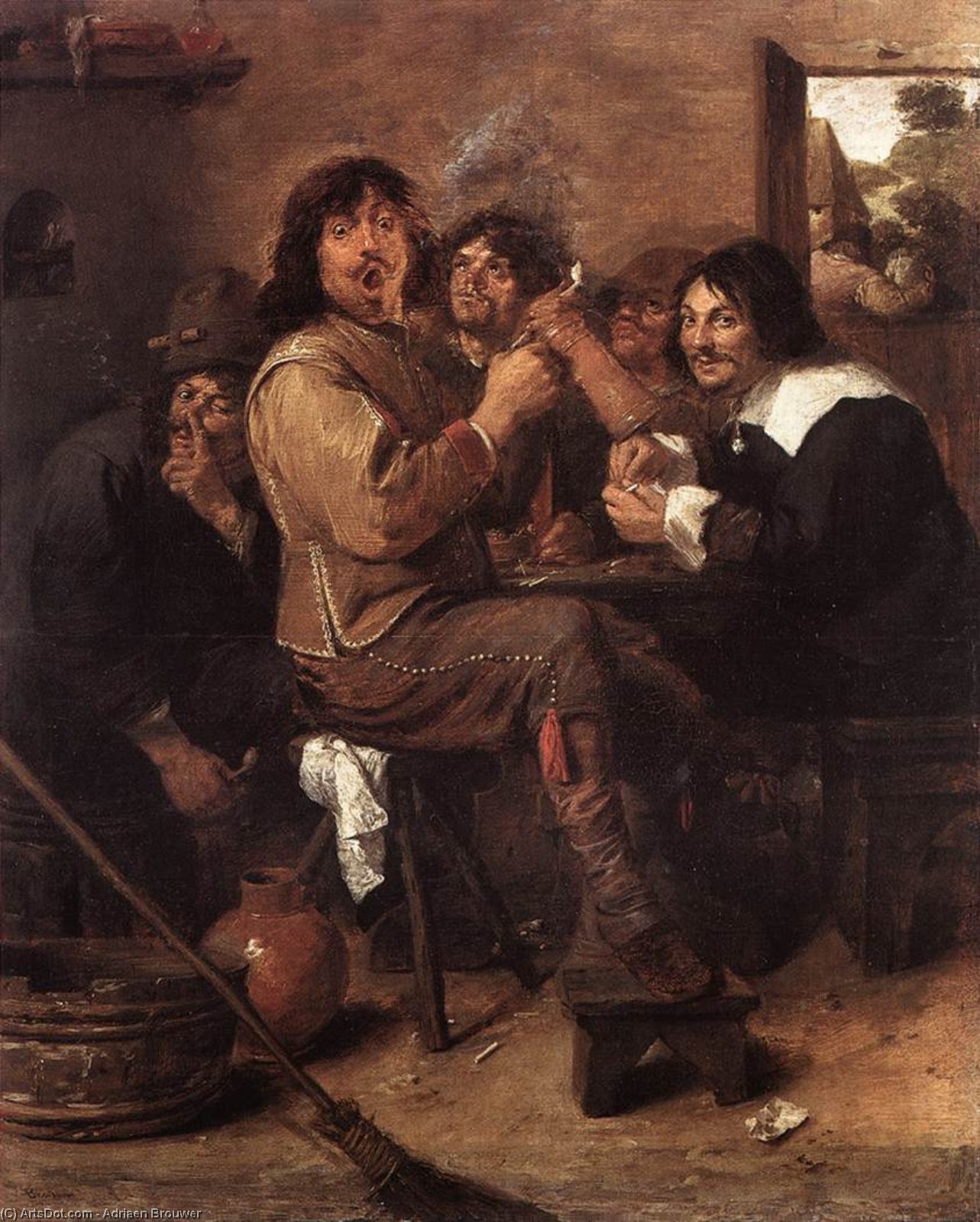 Wikioo.org - Bách khoa toàn thư về mỹ thuật - Vẽ tranh, Tác phẩm nghệ thuật Adriaen Brouwer - Smoking Men