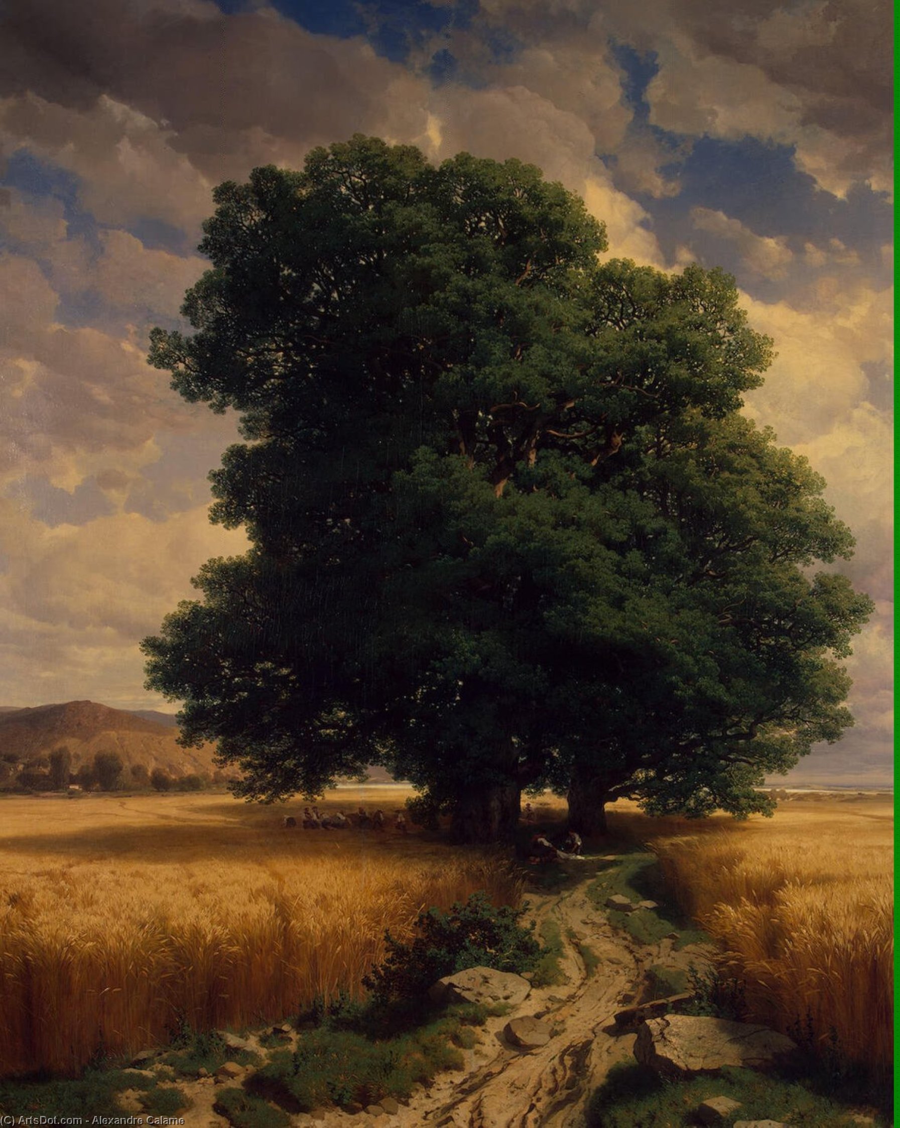 Wikioo.org - Encyklopedia Sztuk Pięknych - Malarstwo, Grafika Alexandre Calame - Landscape with Oaks