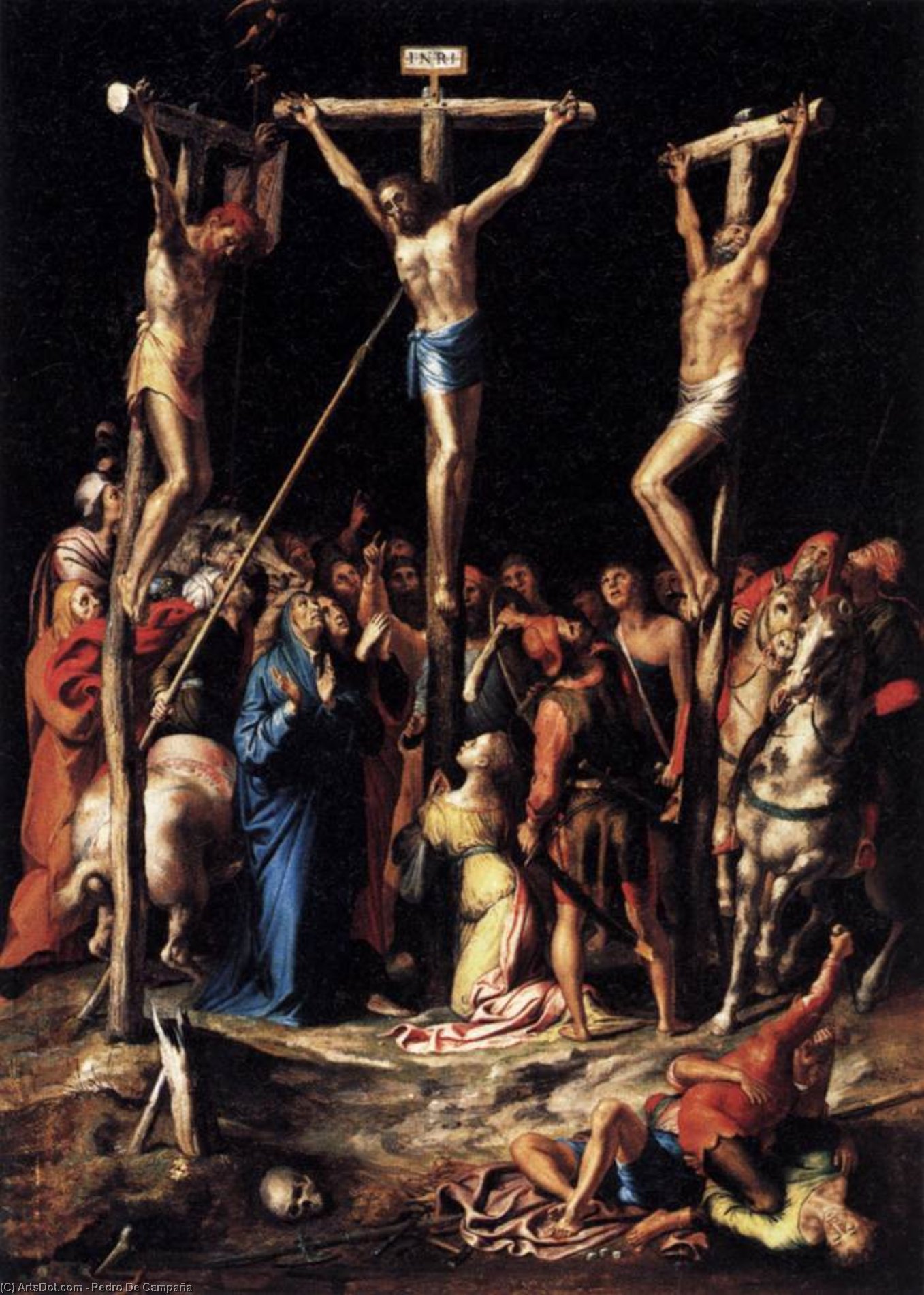 WikiOO.org - Енциклопедия за изящни изкуства - Живопис, Произведения на изкуството Pedro De Campaña - Crucifixion