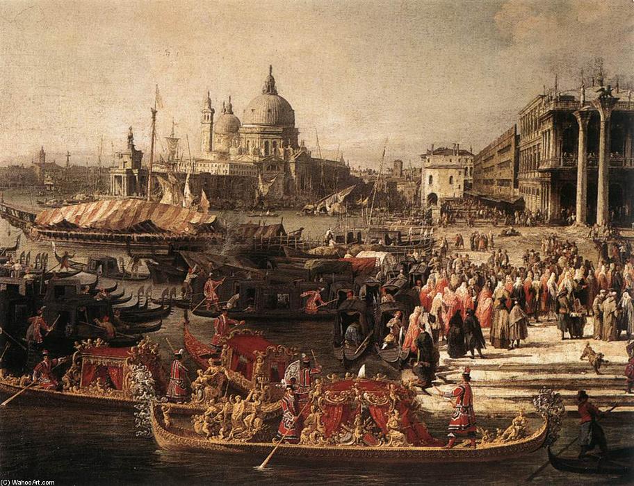 Wikioo.org – La Enciclopedia de las Bellas Artes - Pintura, Obras de arte de Giovanni Antonio Canal (Canaletto) - Llegada del embajador francés en Venecia (detalle)