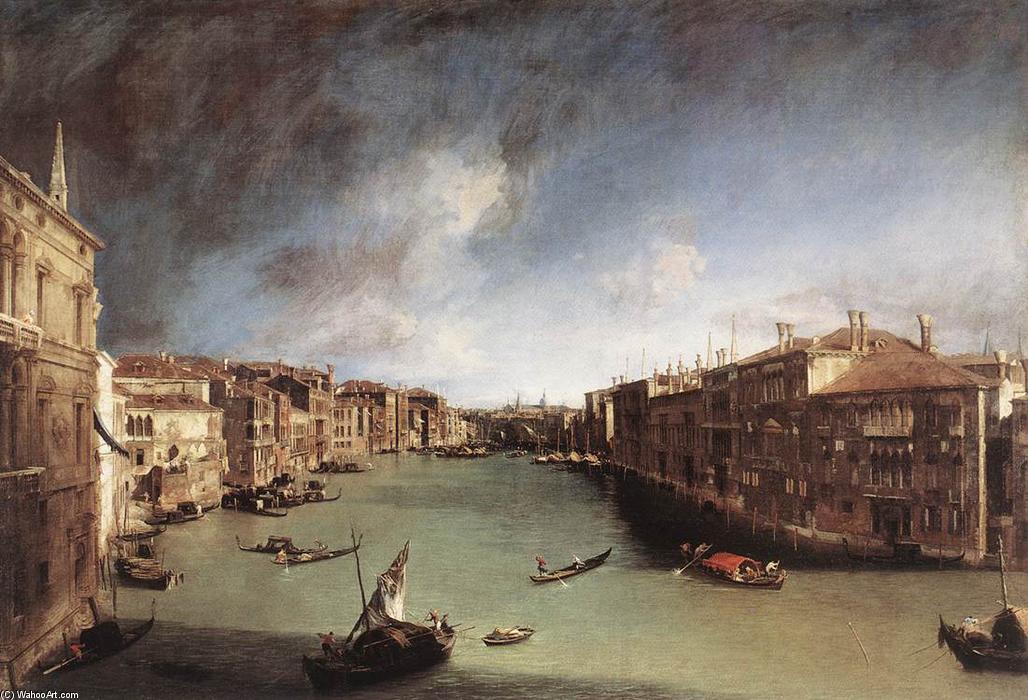 Wikioo.org - สารานุกรมวิจิตรศิลป์ - จิตรกรรม Giovanni Antonio Canal (Canaletto) - Grand Canal, Looking Northeast from Palazo Balbi toward the Rialto Bridge