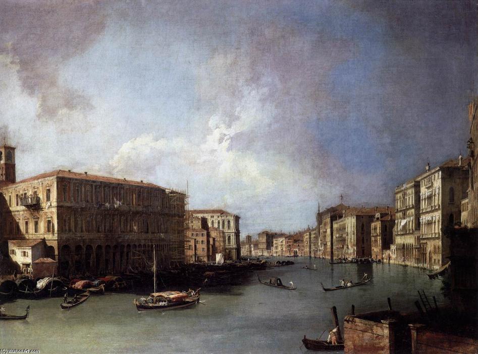 Wikioo.org - The Encyclopedia of Fine Arts - Painting, Artwork by Giovanni Antonio Canal (Canaletto) - Grand Canal: Looking North from Near the Rialto Bridge