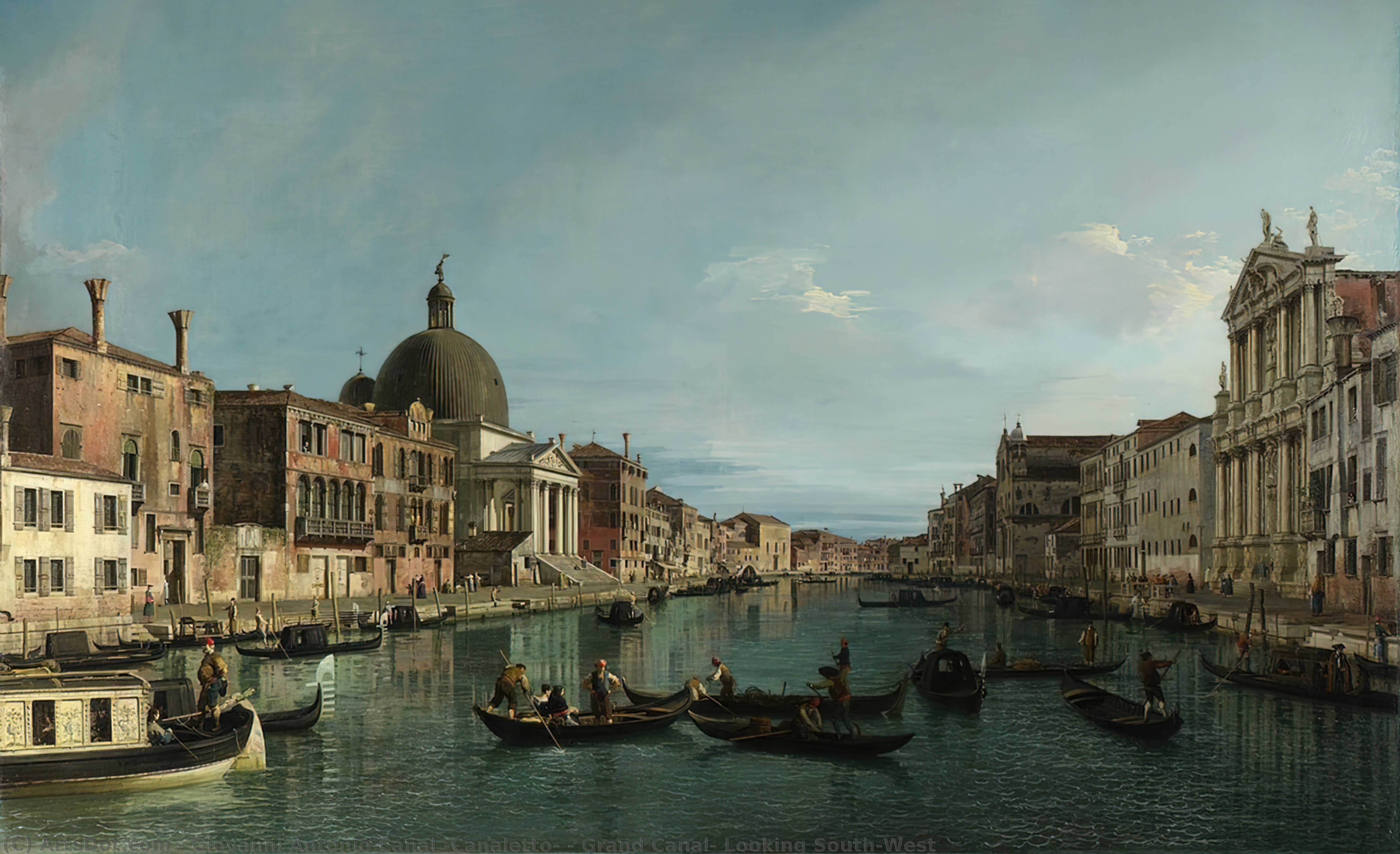 Wikioo.org - Die Enzyklopädie bildender Kunst - Malerei, Kunstwerk von Giovanni Antonio Canal (Canaletto) - grund kanal : Aussehend South-West