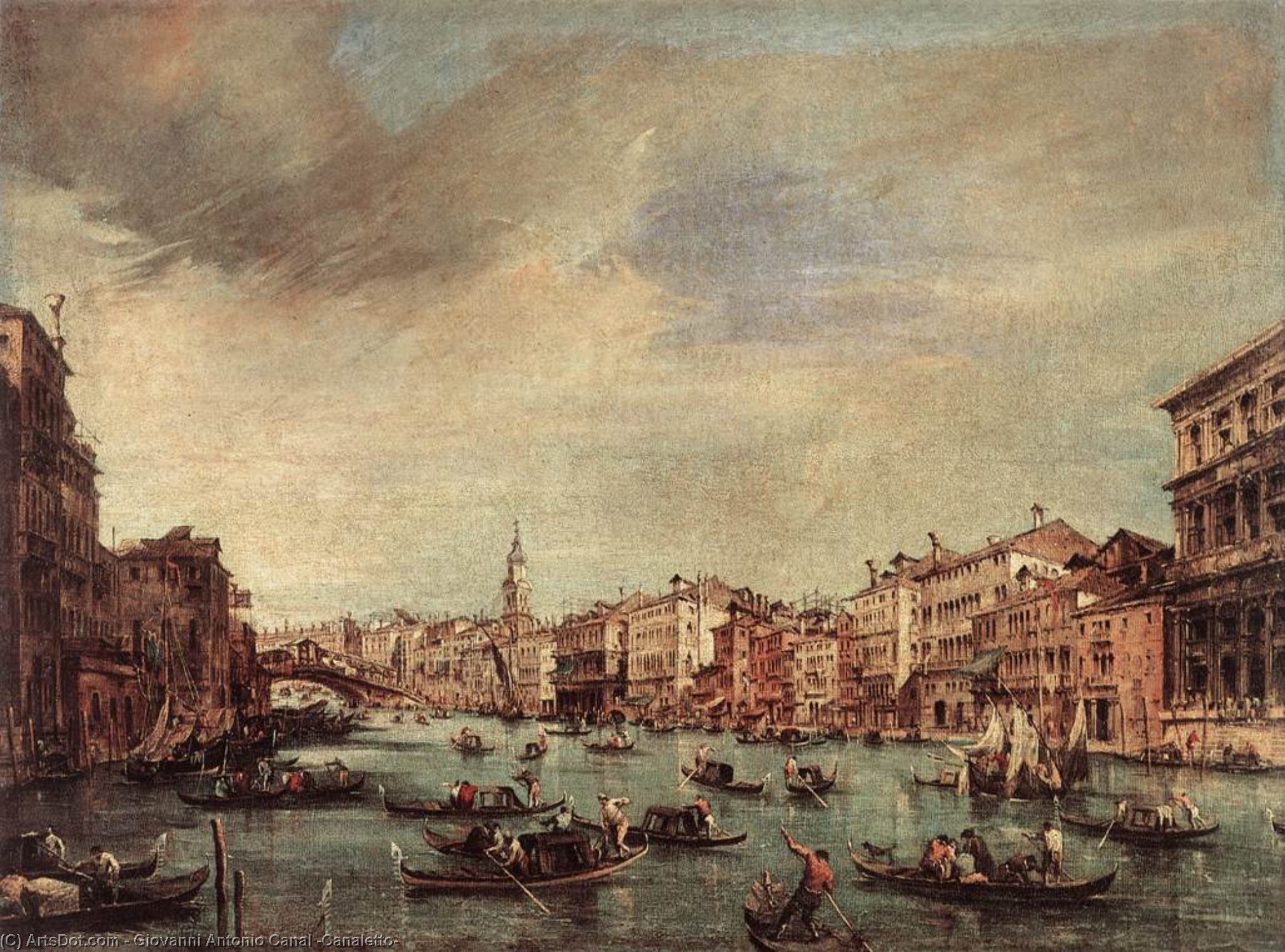 WikiOO.org – 美術百科全書 - 繪畫，作品 Giovanni Antonio Canal (Canaletto) -  大 运河 的  里亚托  桥  从  的  南