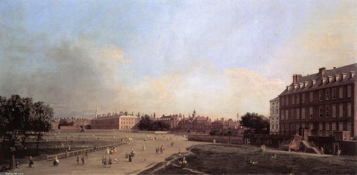 Wikioo.org - The Encyclopedia of Fine Arts - Painting, Artwork by Giovanni Antonio Canal (Canaletto) - London: the Old Horse Guards from St James's Park