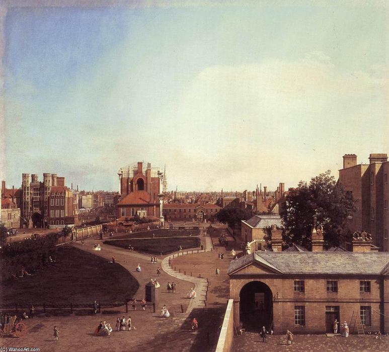 Wikioo.org - The Encyclopedia of Fine Arts - Painting, Artwork by Giovanni Antonio Canal (Canaletto) - London: Whitehall and the Privy Garden from Richmond House
