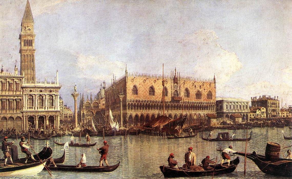 Wikioo.org - The Encyclopedia of Fine Arts - Painting, Artwork by Giovanni Antonio Canal (Canaletto) - Palazzo Ducale and the Piazza di San Marco