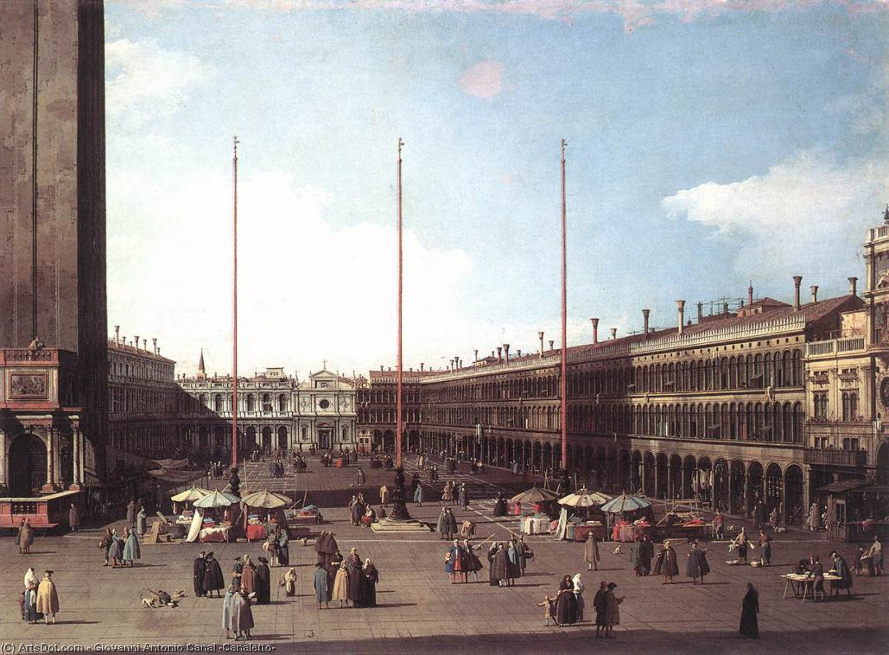 Wikioo.org - The Encyclopedia of Fine Arts - Painting, Artwork by Giovanni Antonio Canal (Canaletto) - Piazza San Marco, Looking toward San Geminiano