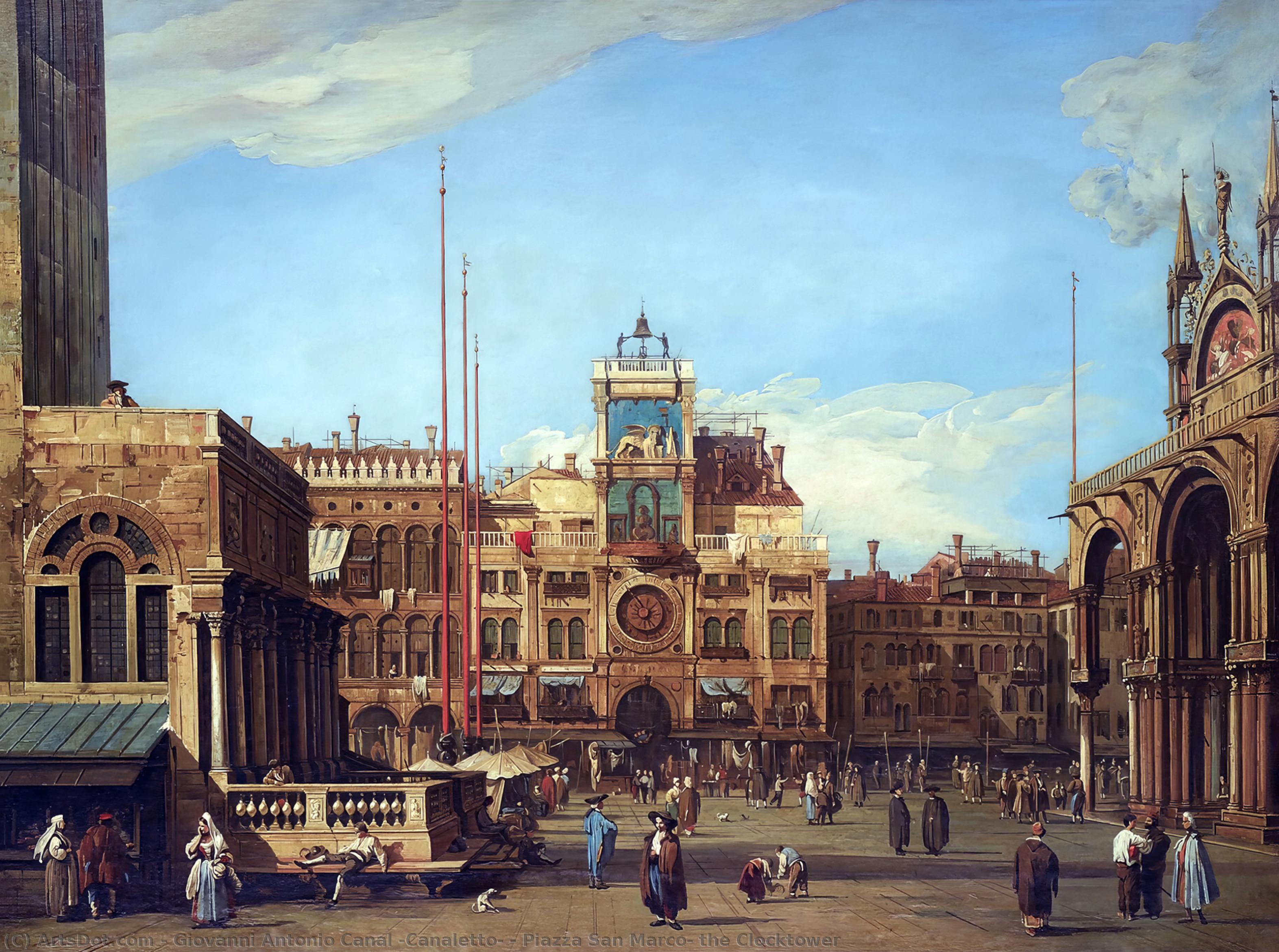 Wikioo.org - The Encyclopedia of Fine Arts - Painting, Artwork by Giovanni Antonio Canal (Canaletto) - Piazza San Marco: the Clocktower