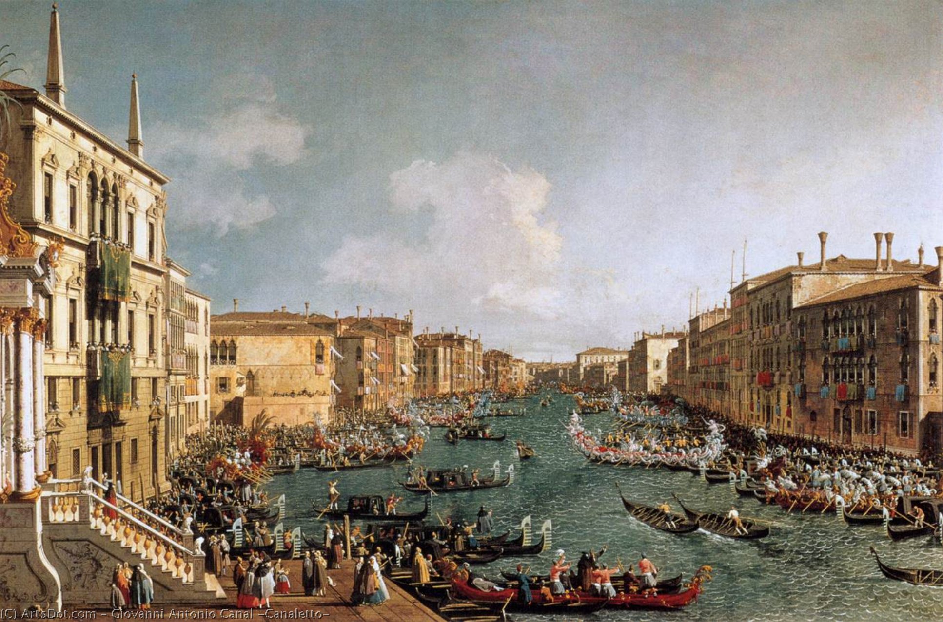 Wikioo.org - The Encyclopedia of Fine Arts - Painting, Artwork by Giovanni Antonio Canal (Canaletto) - Regatta on the Canale Grande