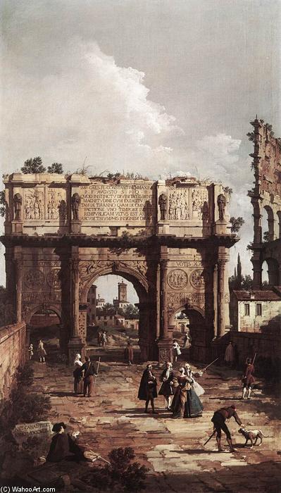 Wikioo.org - The Encyclopedia of Fine Arts - Painting, Artwork by Giovanni Antonio Canal (Canaletto) - Rome: The Arch of Constantine