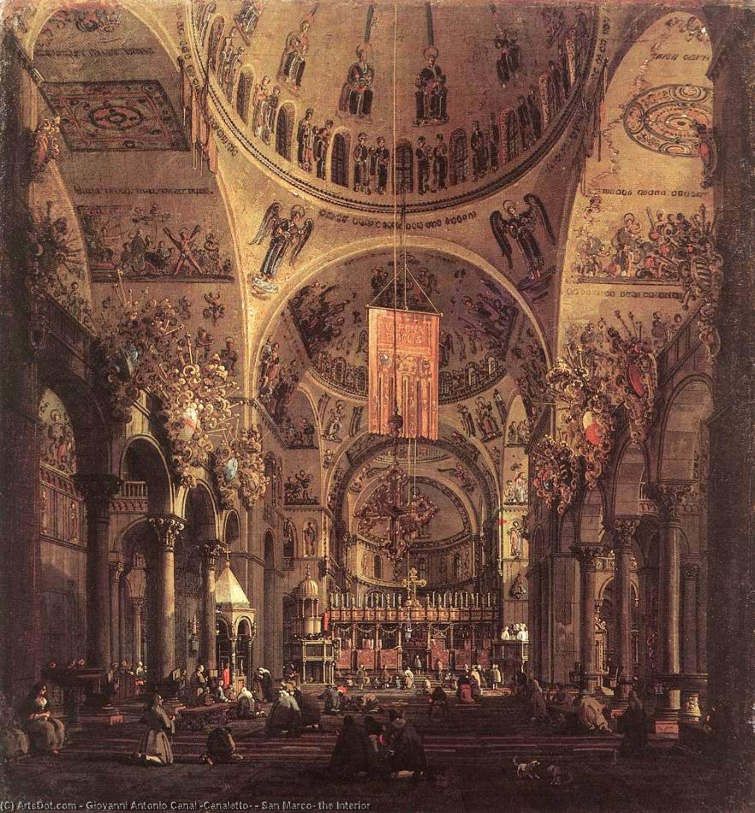 Wikioo.org - The Encyclopedia of Fine Arts - Painting, Artwork by Giovanni Antonio Canal (Canaletto) - San Marco: the Interior