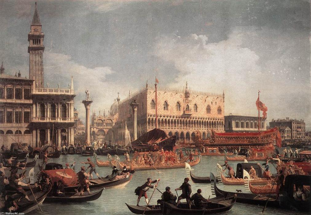 Wikioo.org - The Encyclopedia of Fine Arts - Painting, Artwork by Giovanni Antonio Canal (Canaletto) - The Bucintore Returning to the Molo on Ascension Day