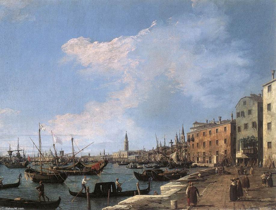 Wikioo.org - The Encyclopedia of Fine Arts - Painting, Artwork by Giovanni Antonio Canal (Canaletto) - The Riva degli Schiavoni