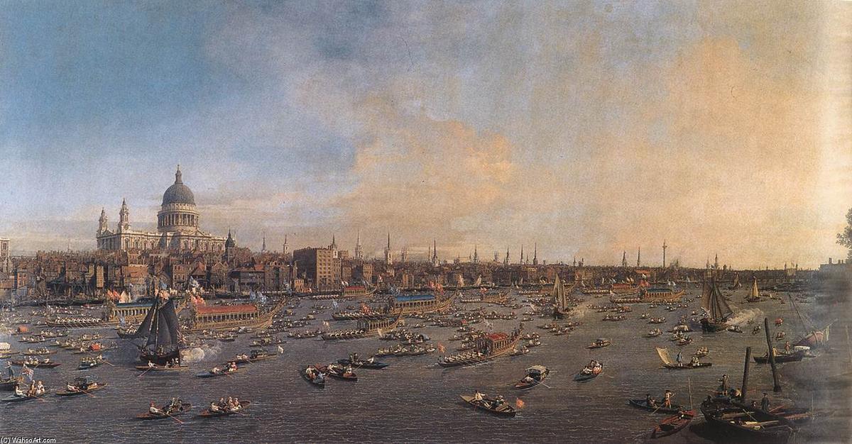 WikiOO.org - Enciclopédia das Belas Artes - Pintura, Arte por Giovanni Antonio Canal (Canaletto) - The River Thames with St. Paul's Cathedral on Lord Mayor's Day