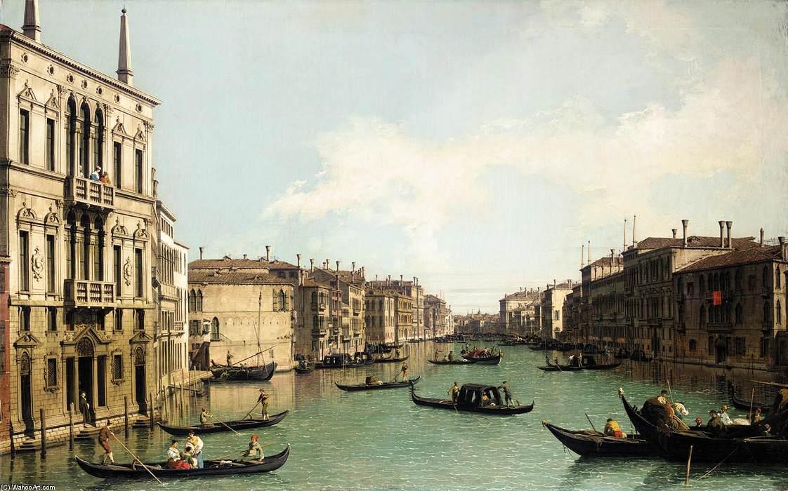 Wikioo.org - The Encyclopedia of Fine Arts - Painting, Artwork by Giovanni Antonio Canal (Canaletto) - Venice: The Grand Canal, Looking North-East from Palazzo Balbi to the Rialto Bridge