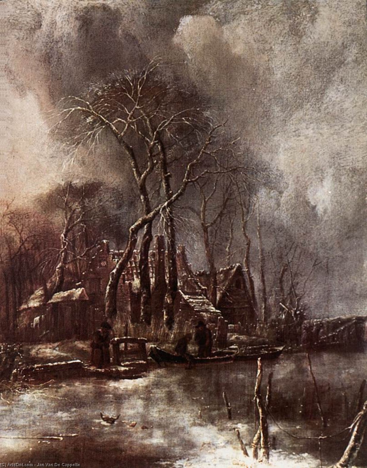 WikiOO.org - Encyclopedia of Fine Arts - Lukisan, Artwork Jan Van De Cappelle - Winter Landscape