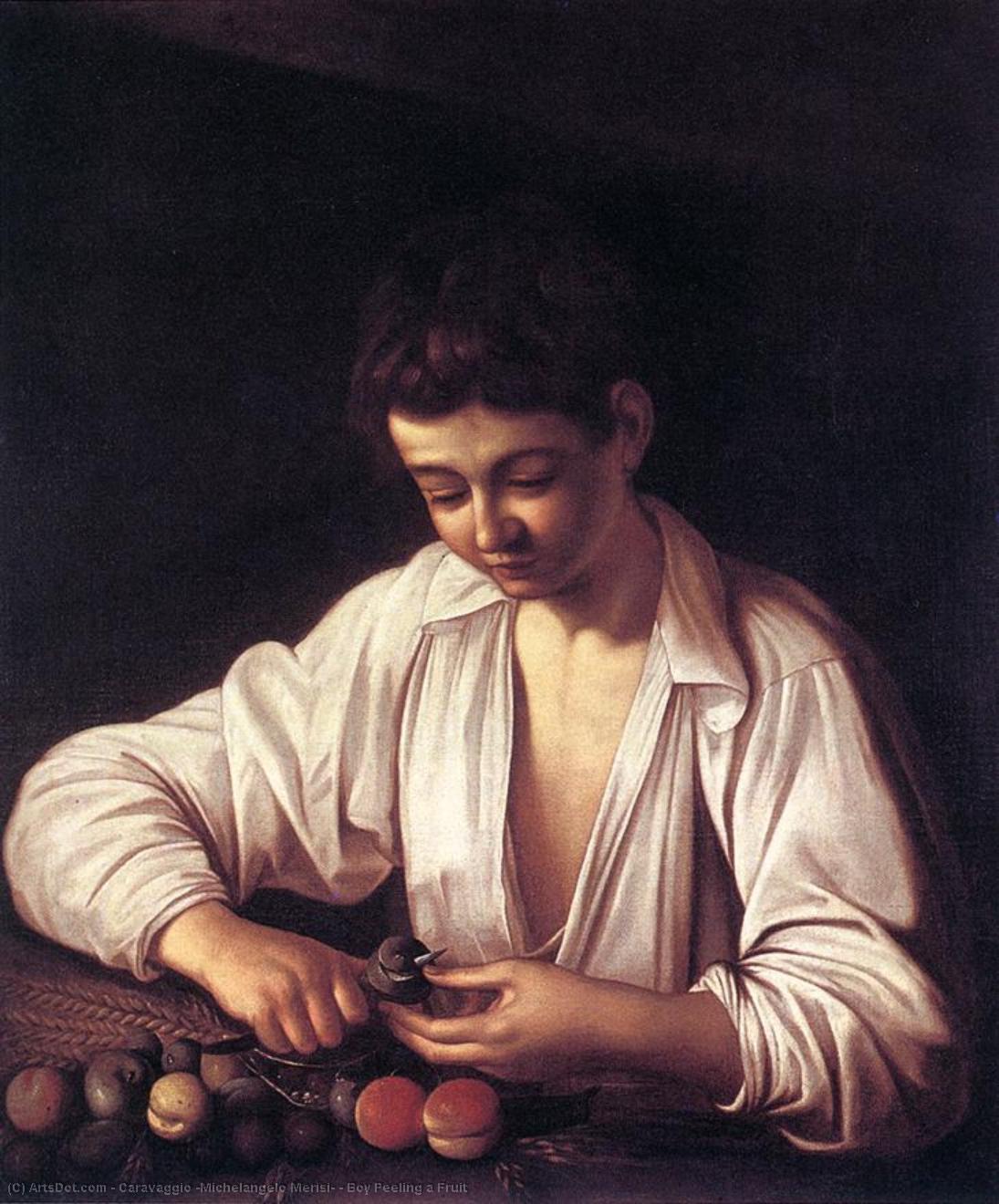 WikiOO.org - Enciclopédia das Belas Artes - Pintura, Arte por Caravaggio (Michelangelo Merisi) - Boy Peeling a Fruit