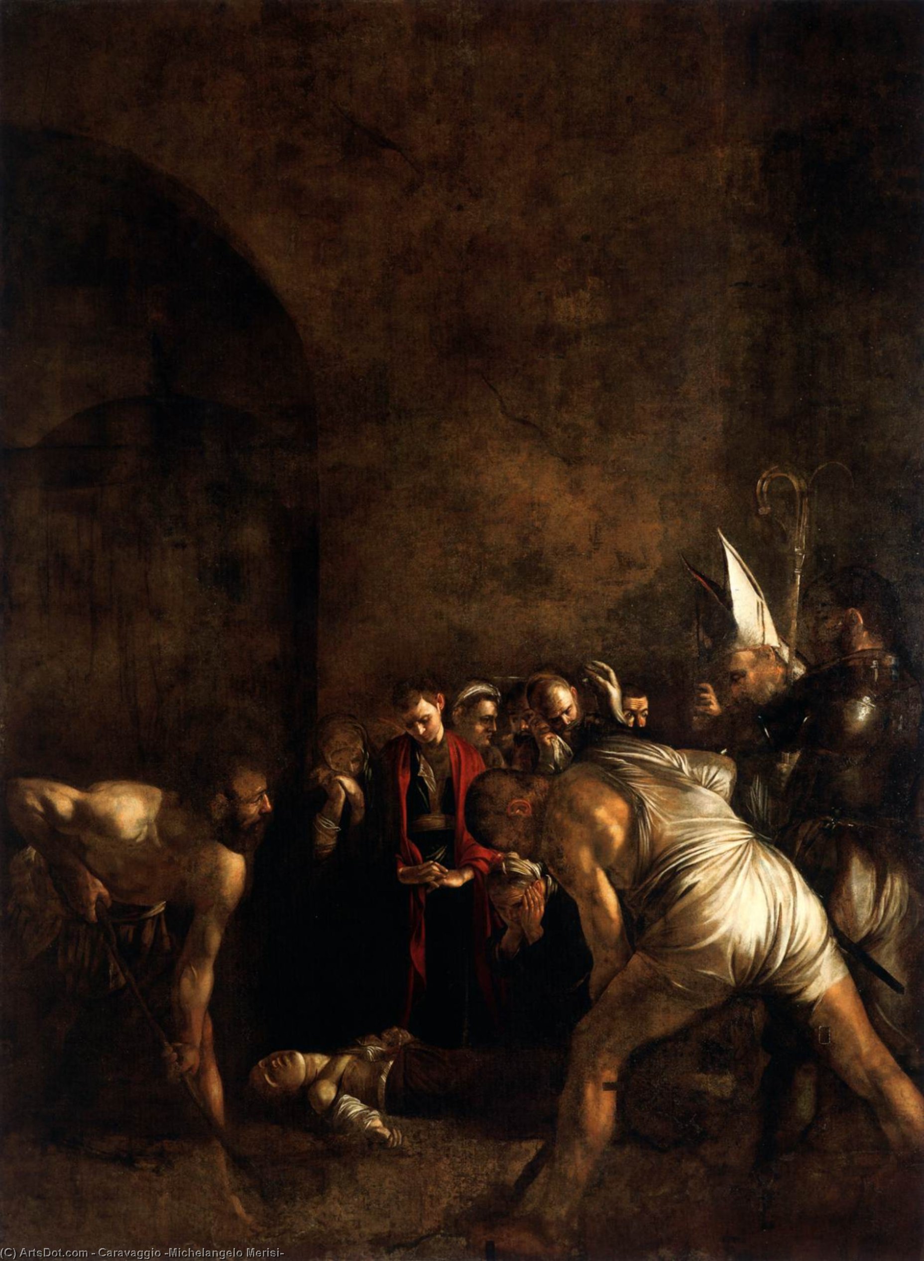 Wikioo.org - The Encyclopedia of Fine Arts - Painting, Artwork by Caravaggio (Michelangelo Merisi) - Burial of St Lucy