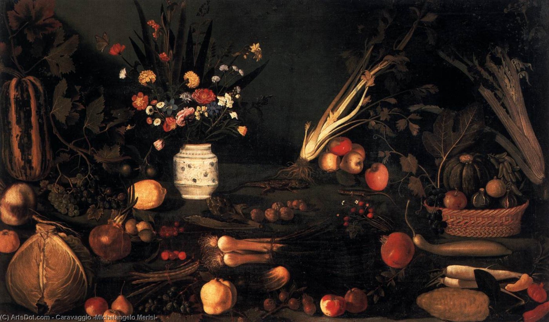 Wikioo.org - The Encyclopedia of Fine Arts - Painting, Artwork by Caravaggio (Michelangelo Merisi) - Still-Life with Flowers and Fruit