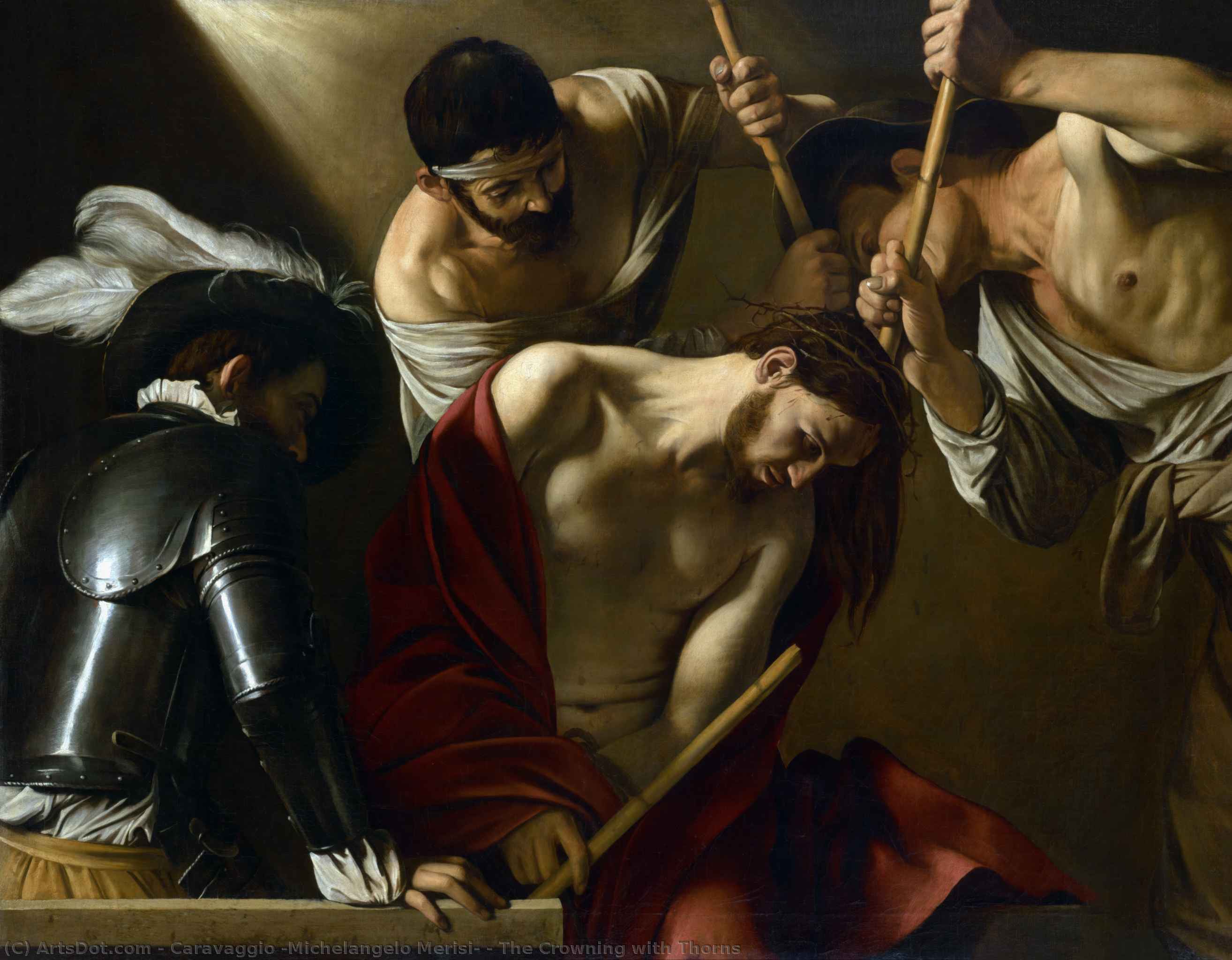 WikiOO.org - Εγκυκλοπαίδεια Καλών Τεχνών - Ζωγραφική, έργα τέχνης Caravaggio (Michelangelo Merisi) - The Crowning with Thorns